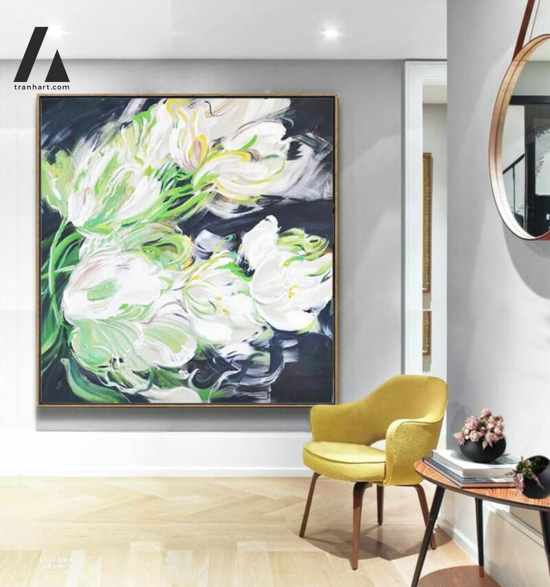 Tranh canvas hoa hồng trắng 089 - 60x60cm