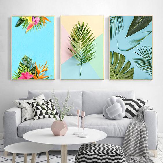Tranh canvas lá dừa sắc màu 021 - 40x60cm