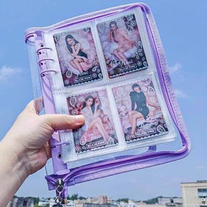 Sổ Binder A5 viền tím kéo khóa lấp lánh