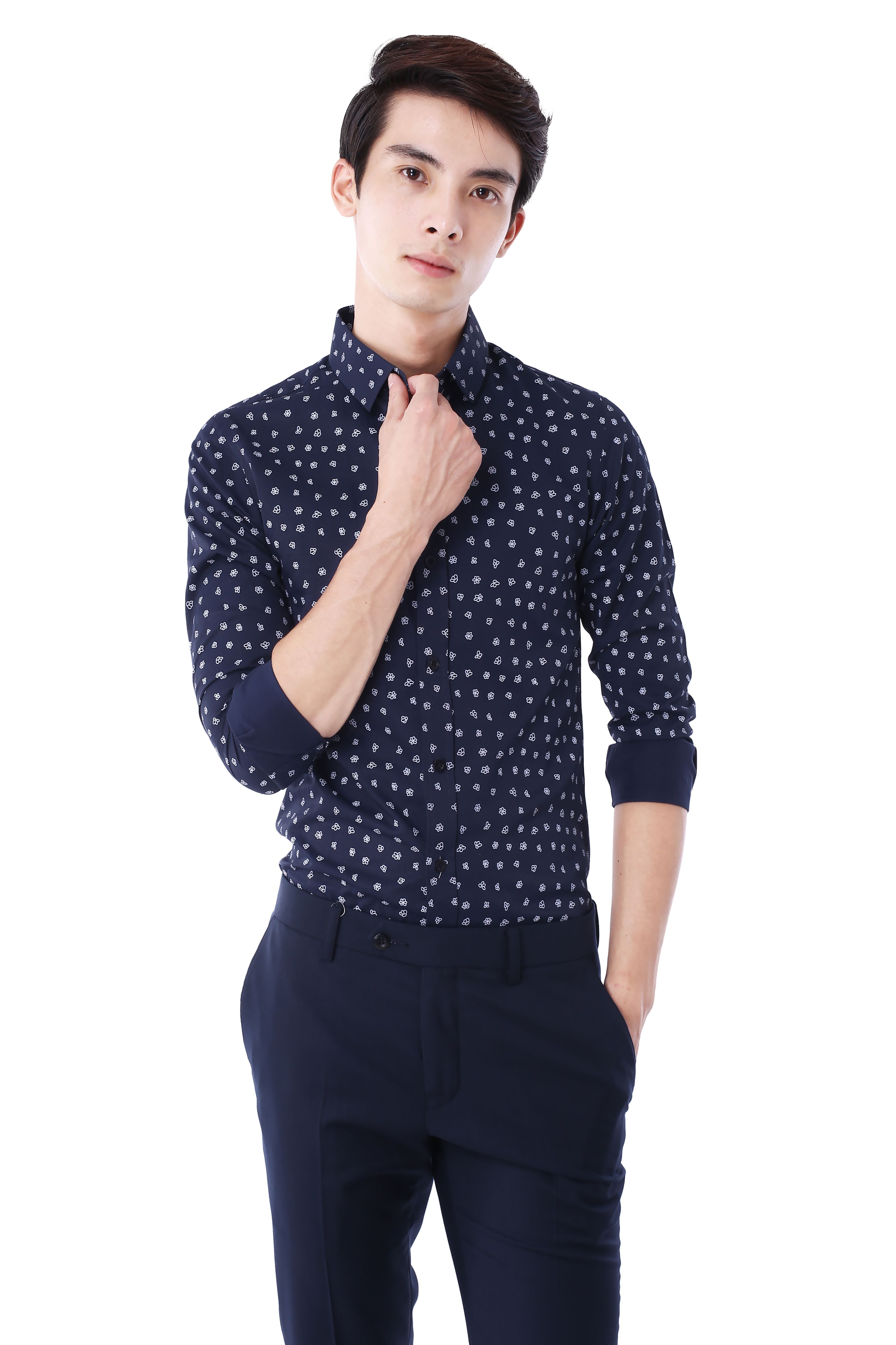 SM xanh chấm hoa trắng DT