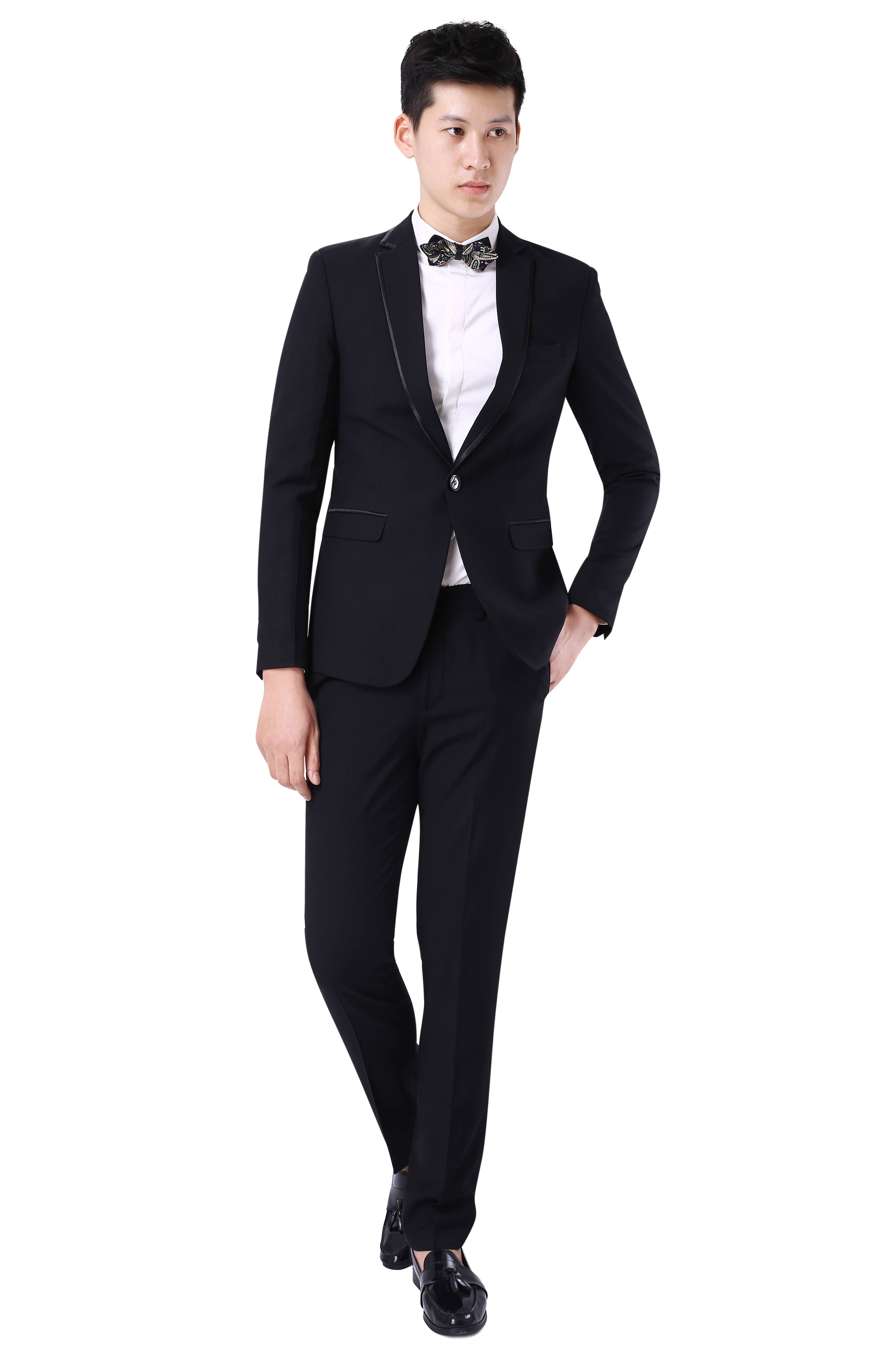 Vest đen viền bóng nhỏ cổ hai ve M