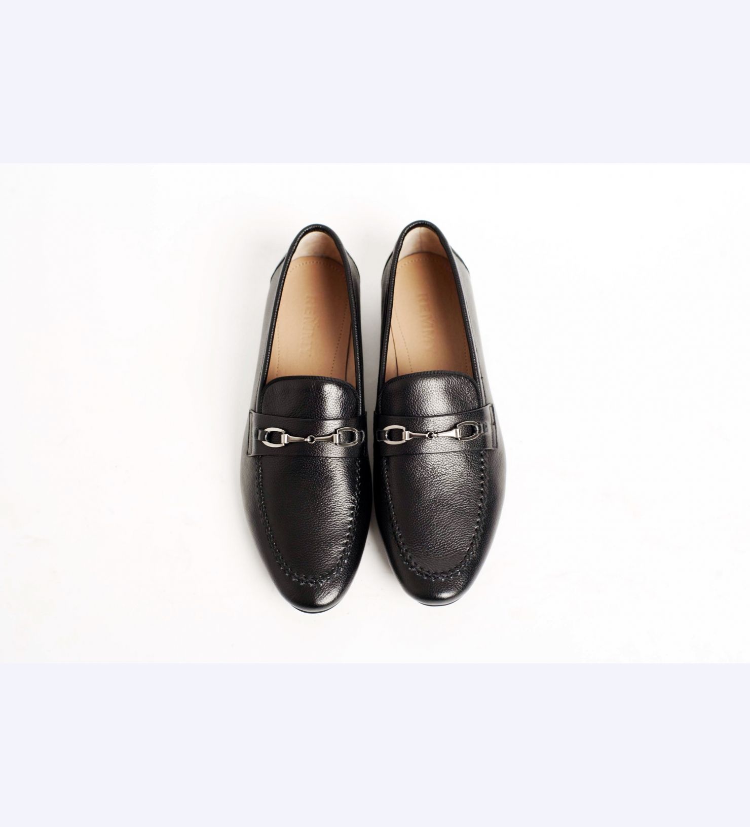 Giày lười đen khâu mũi, có móc nối sz 41