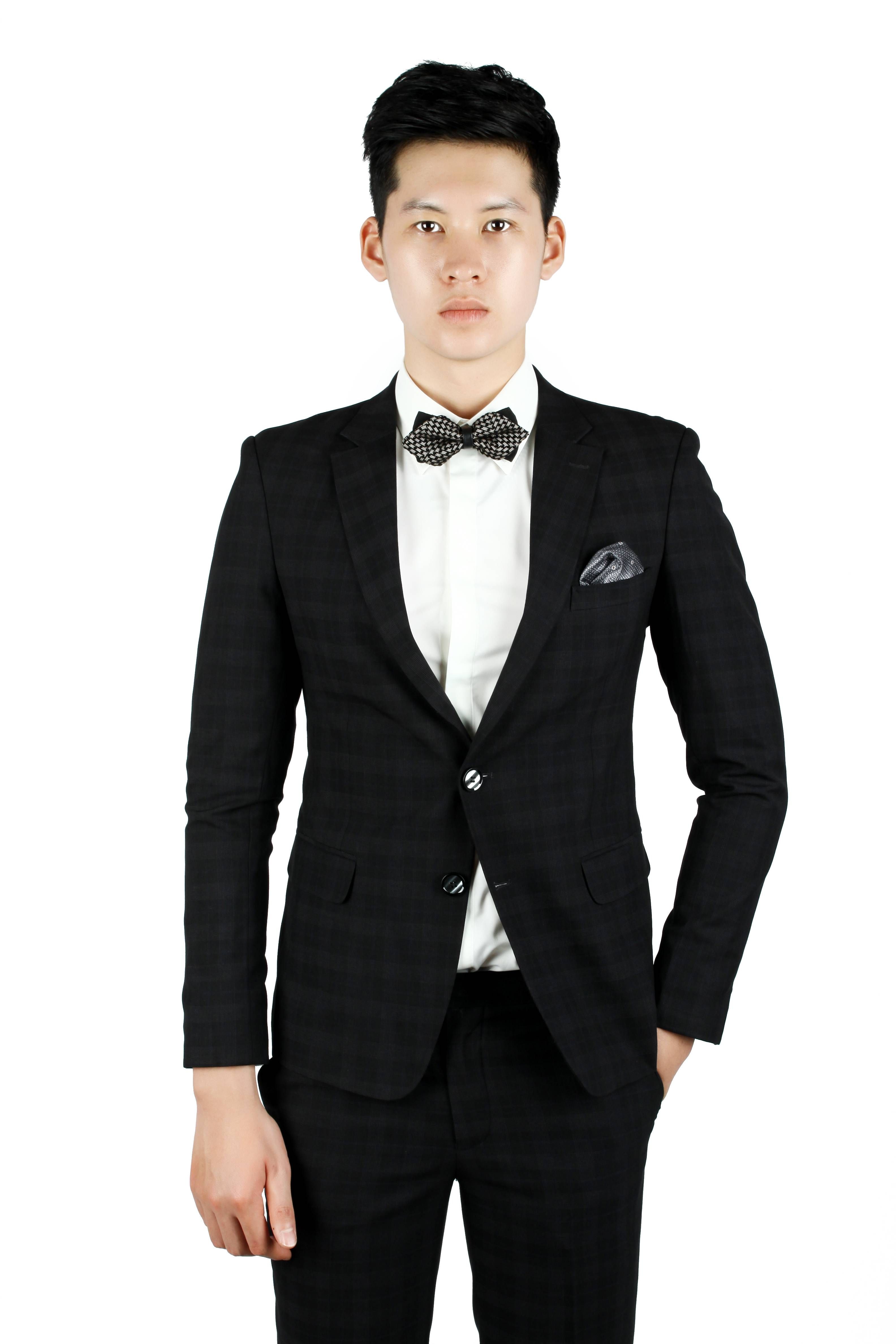 Vest đen kẻ tăm vuông ghi chìm