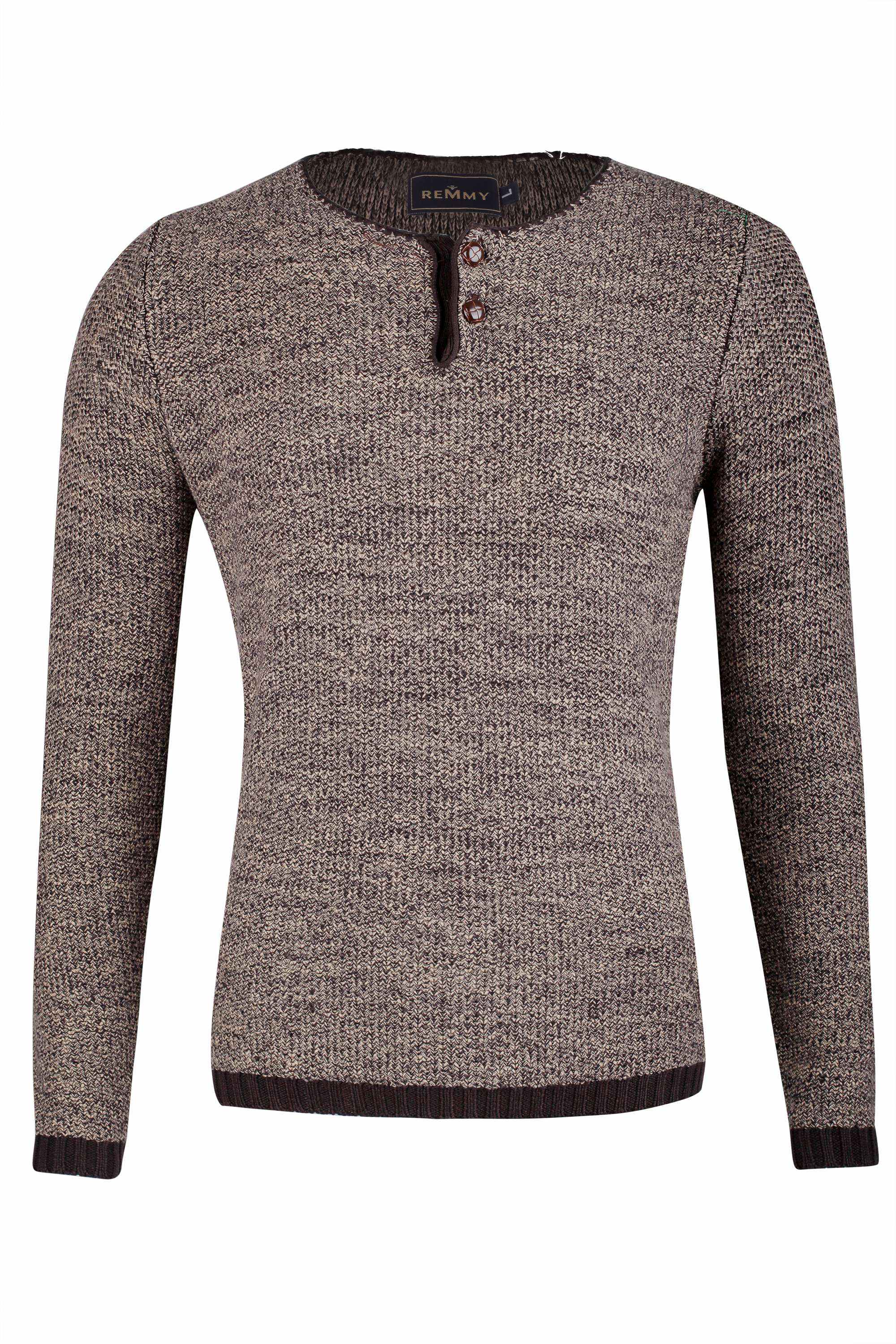 Áo len dệt vàng rơm,viền cổ nâu,2 cúc cổ sz L