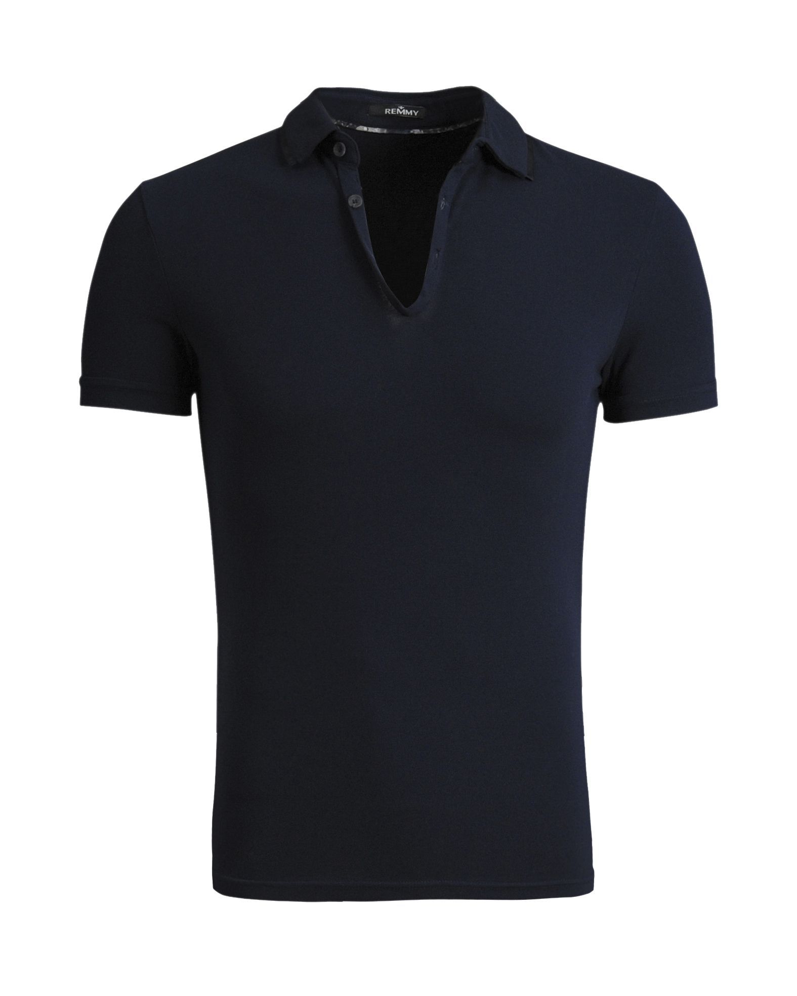 Áo phông polo 3 cúc xanh tím than, viền lá cổ đen sz M
