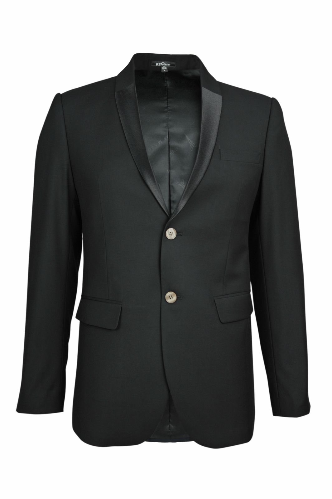 Vest đen, cúc nâu, ve cổ dưới pha phi bóng