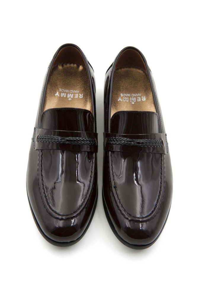 Giày da bóng đỏ mận, băng luồn dây kép sz 38
