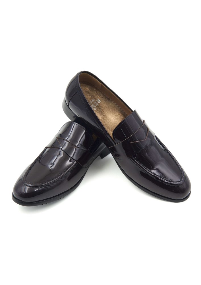 Giày da bóng đỏ mận đậm, mu tam giác sz 38