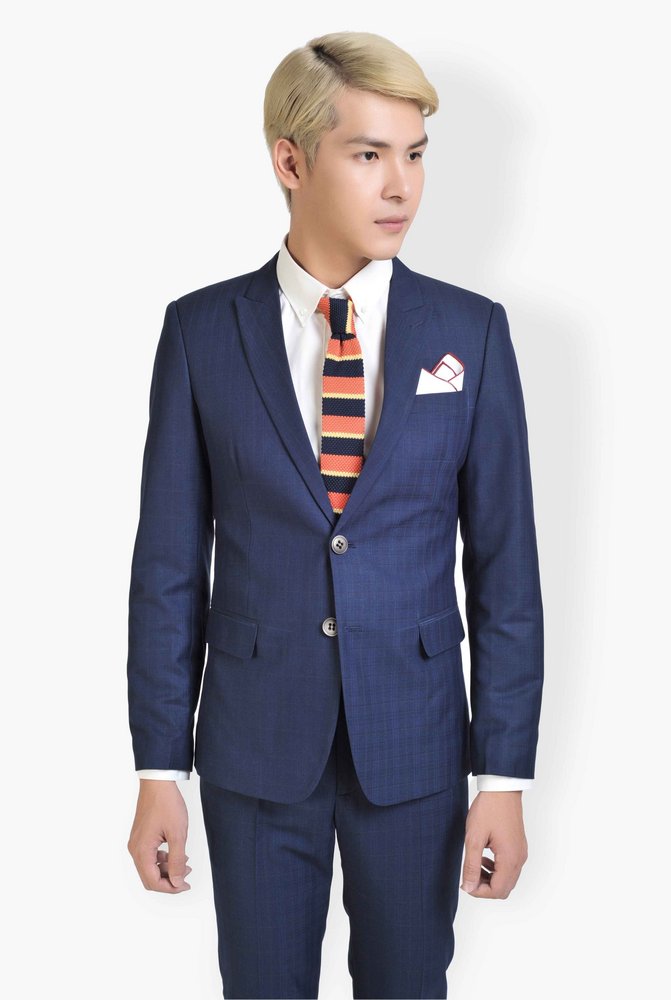 Vest xanh tt kẻ vuông chỉ vàng chìm