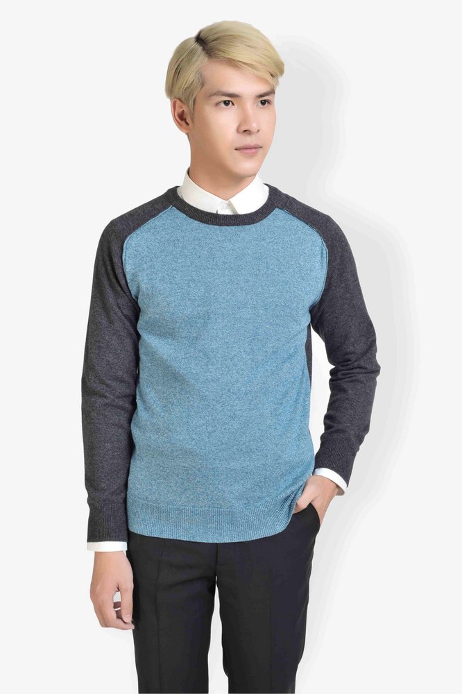 AL ghi xám ngực pha xanh dương sz M