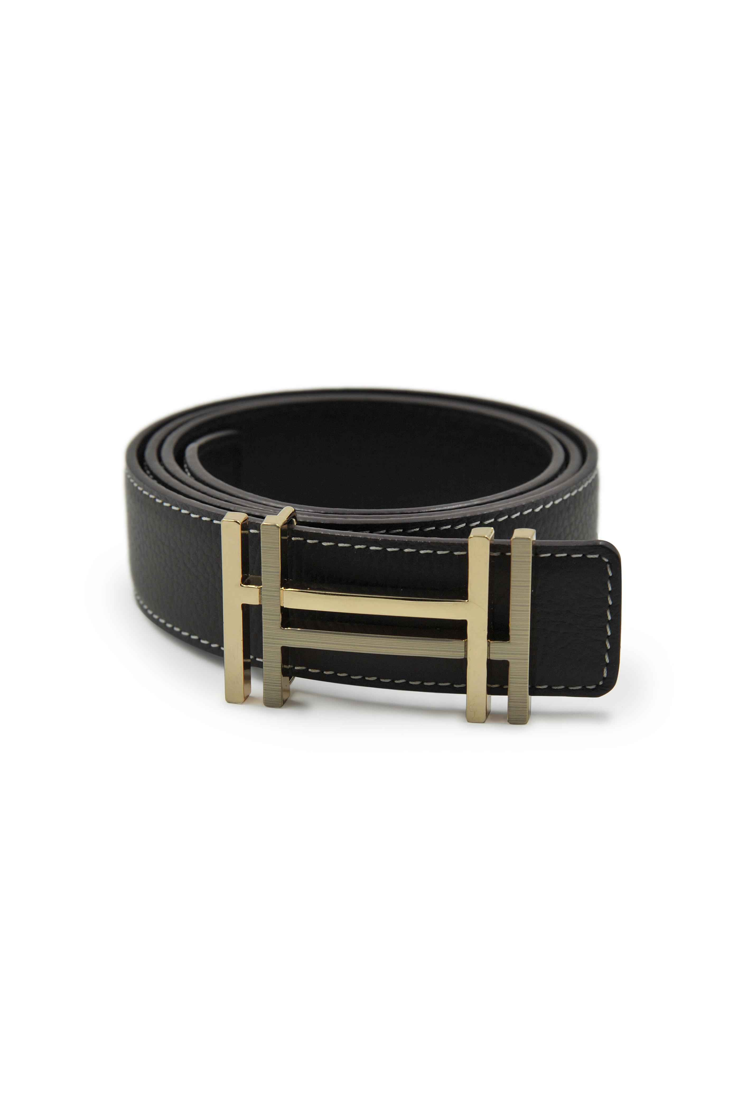 TL mặt H lồng gold, dây nâu chỉ trắng