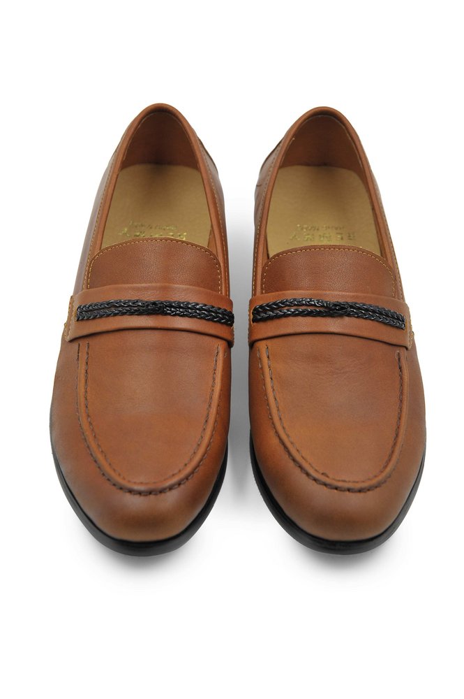 Giày da nâu, băng luồn dây kép sz 38
