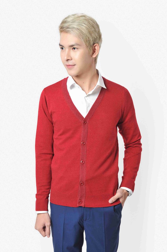 AL đỏ cổ tim cài cúc sz M