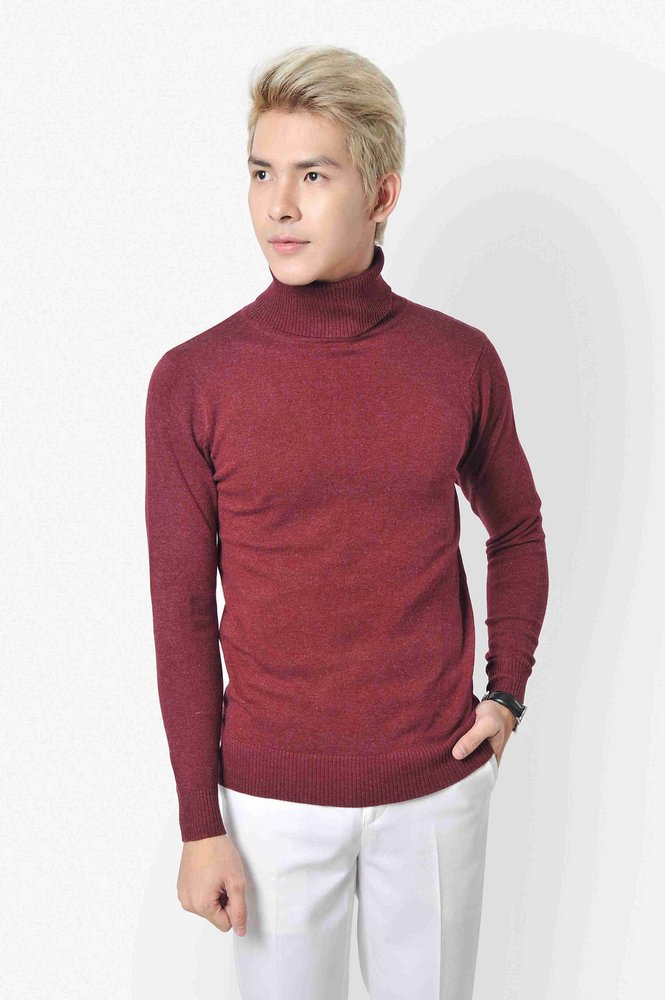 AL đỏ mận cổ lọ len mịn sz L