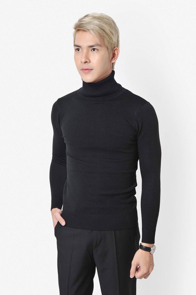 AL đen cổ lọ len mịn sz M