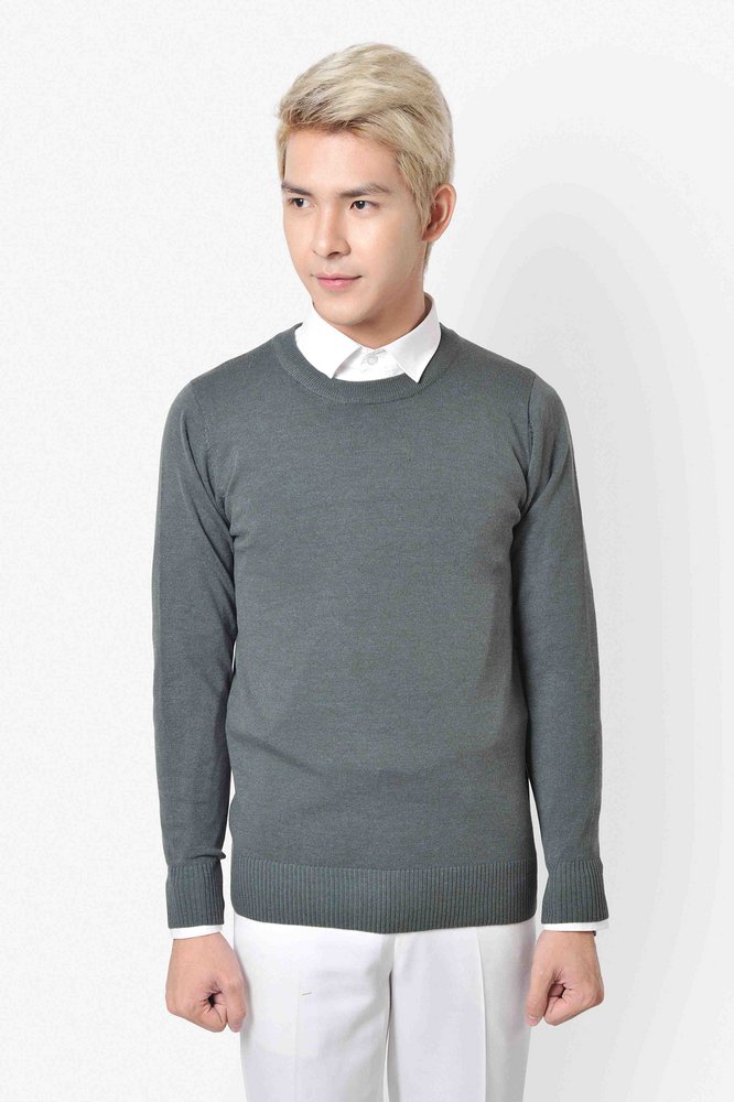 AL xanh lá cổ tròn len mịn sz L