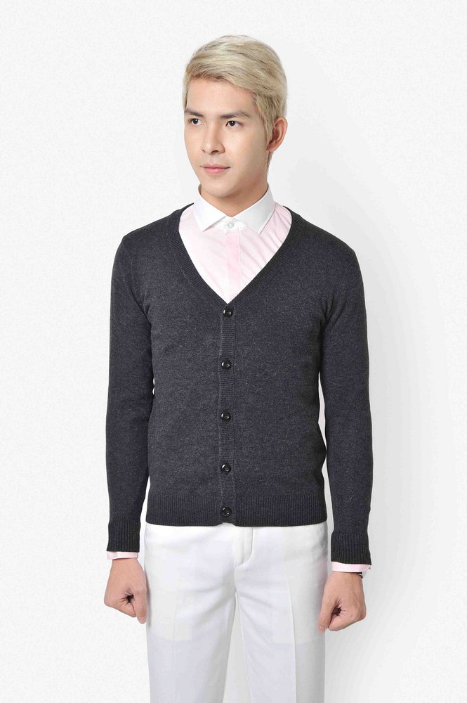 AL ghi cổ tim cài cúc sz M