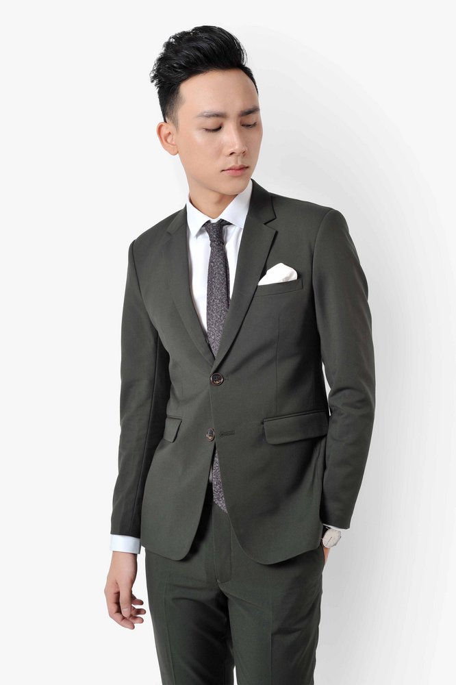 Vest xanh rêu 1hàng khuy