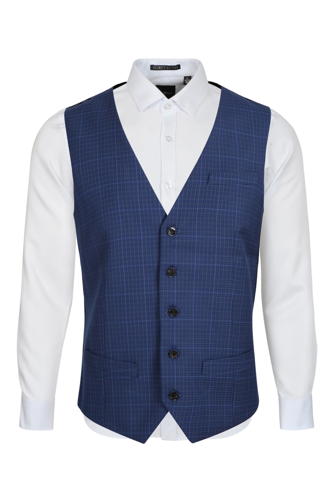 ZV xanh nhạt kẻ caro vàng- xanh, 2 hàng khuy sz M