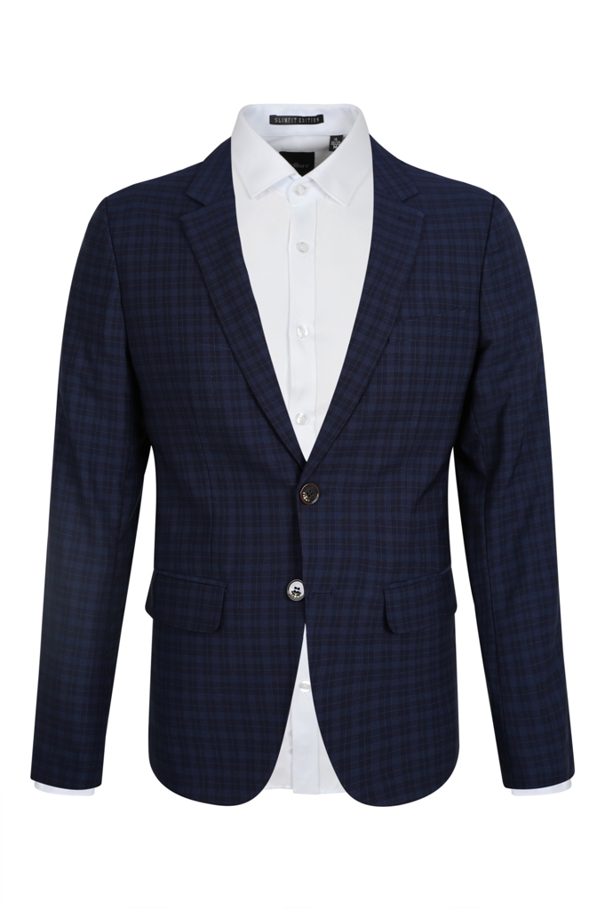 Vest xanh tt kẻ caro chỉ xanh, 2 hàng khuy sz XS