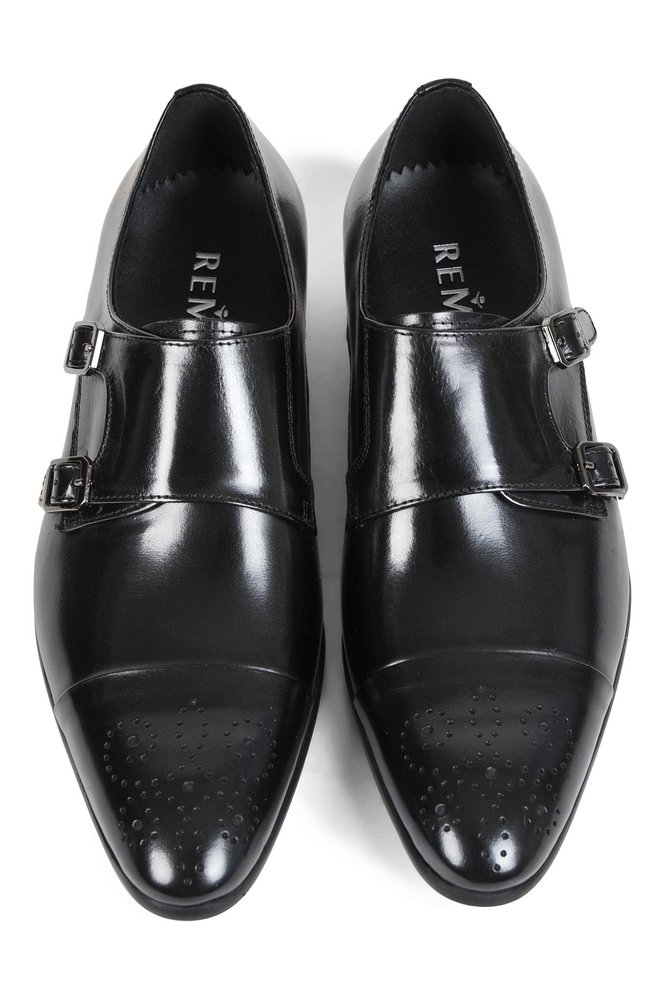 Giày đen bóng 2đai khóa sz 38