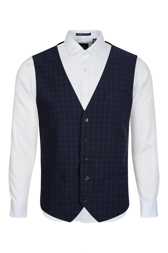 ZV xanh tt kẻ caro chỉ xanh, 2 hàng khuy sz XS