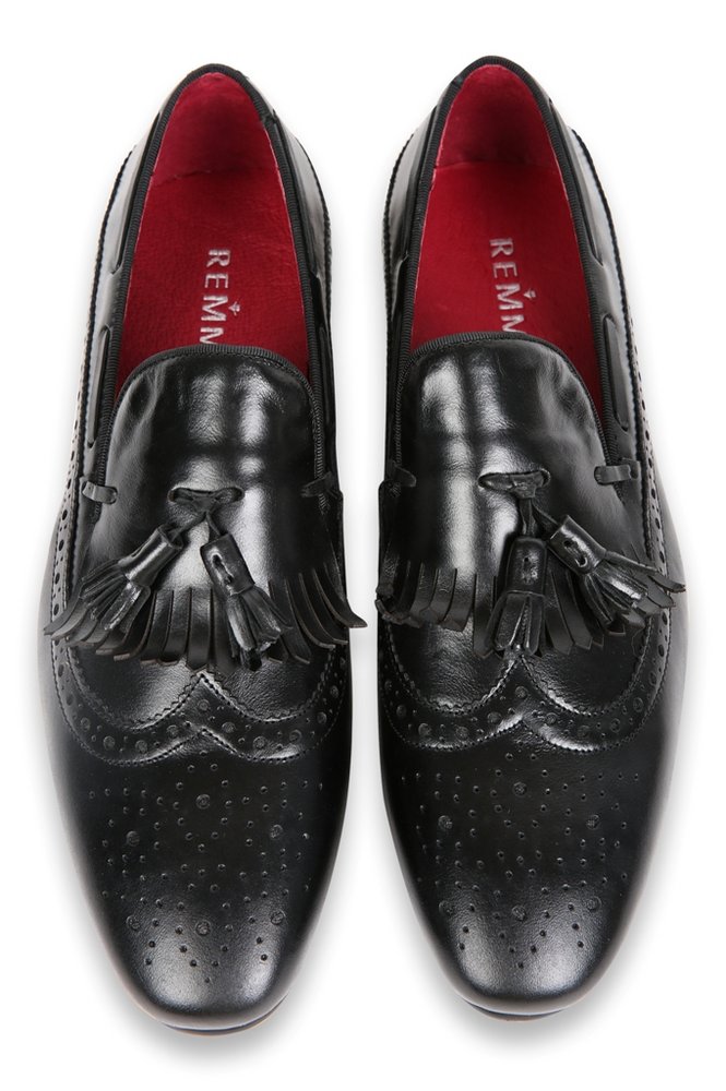 Giày Loafer đen có chuông, tua rua sz 40