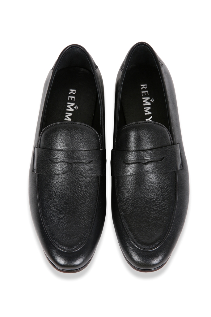 Giày da đen băng khoét, gót khâu miếng da sz 39