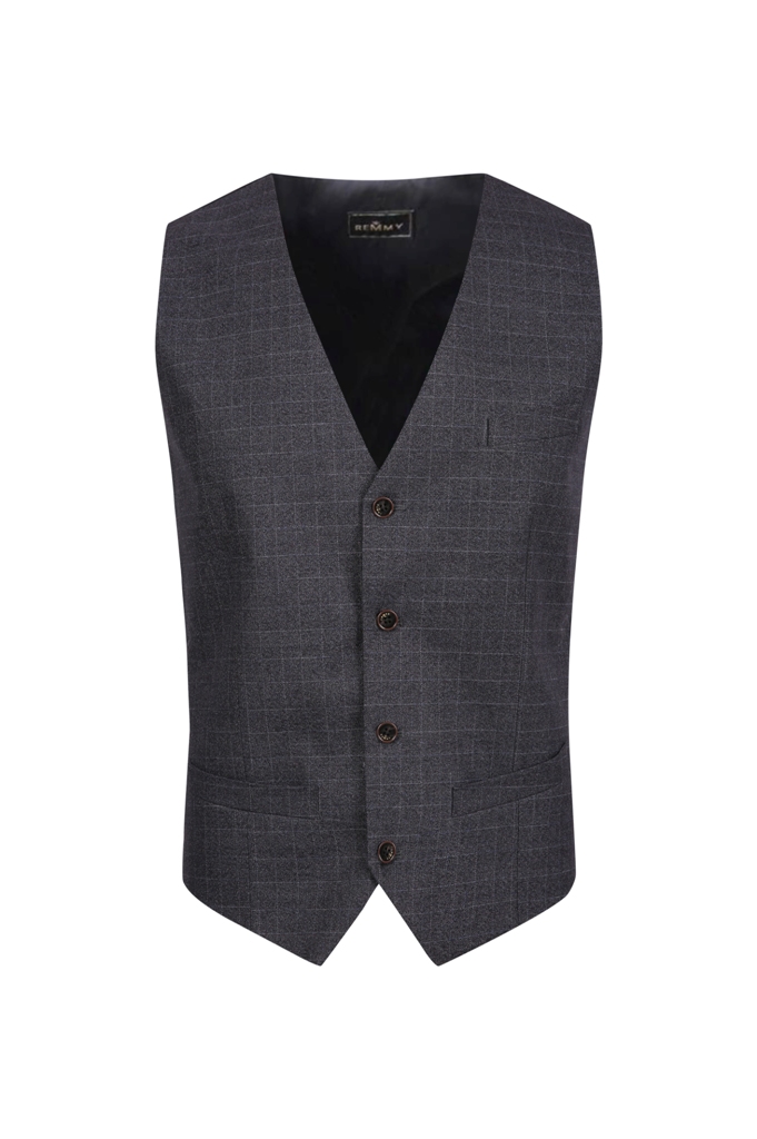 ZV ghi đậm, kẻ ô vuông trắng, 2 cúc sz XS