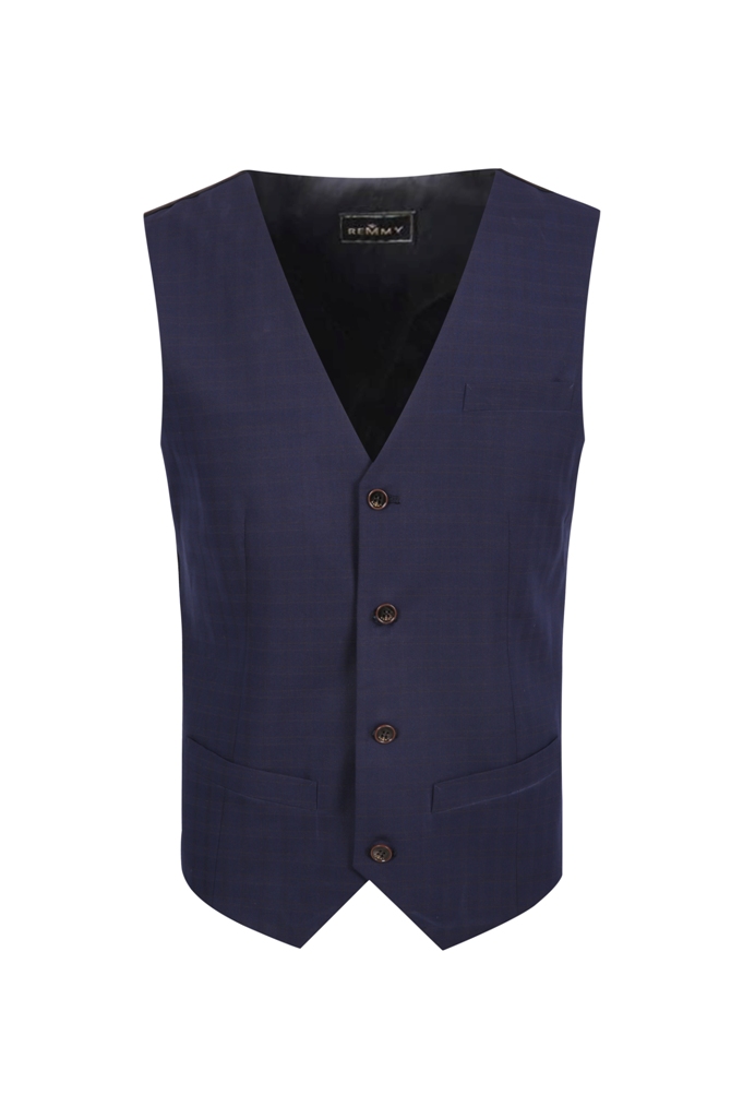 ZV xanh tt, kẻ caro chỉ vàng chìm, 2 cúc sz S