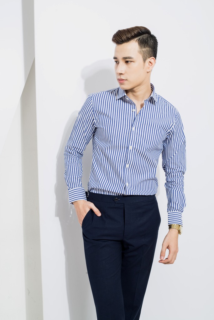 SM kẻ sọc đều trắng- xanh tt