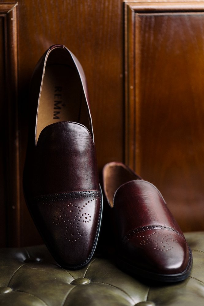 Giày lười tím cs, khâu đai - chấm hoa văn mũi giày 486-11 sz 39
