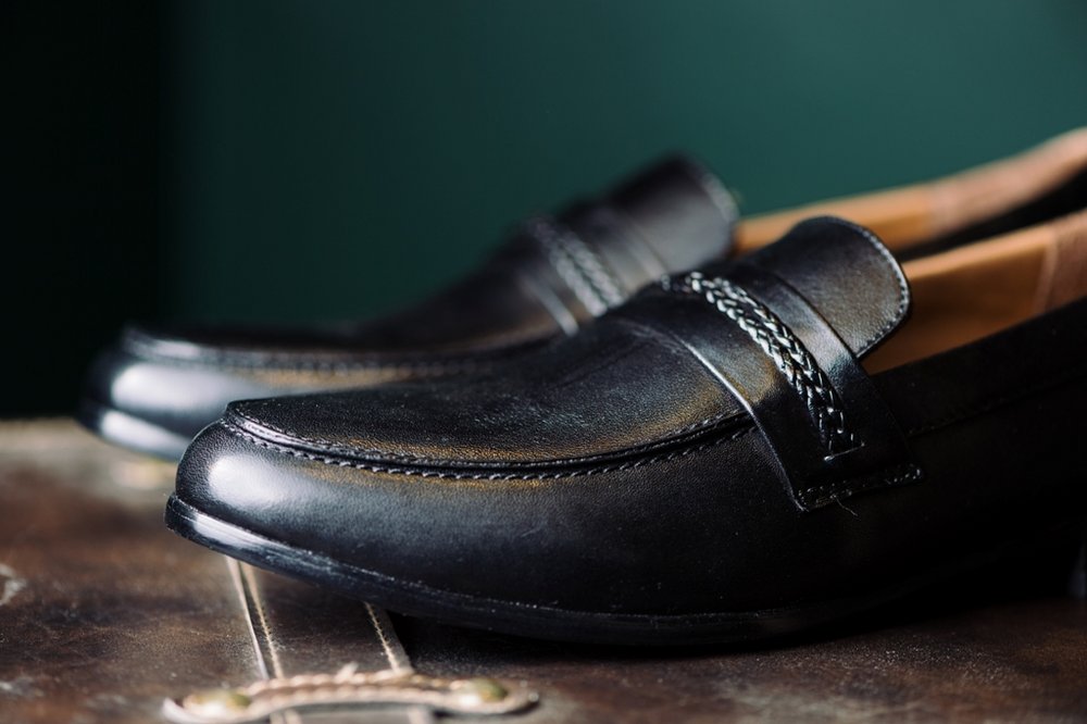 Giày lười dior đen, đai ngang- tết dây, 368-4 sz 41