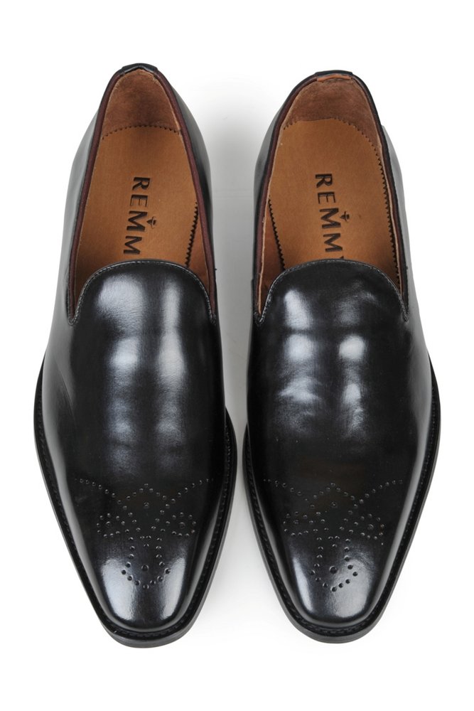 Giày lười cs đen, chấm hoa văn mũi giày, 486-12 sz 39