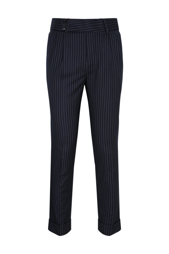 Quần cạp cao, gấu lơ- vê xanh tt, kẻ dọc chỉ trắng sz 33