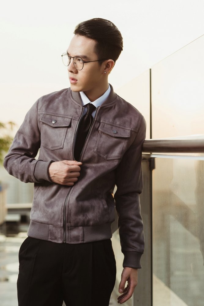 Áo khoác tím đá da lộn, cổ tàu 6453