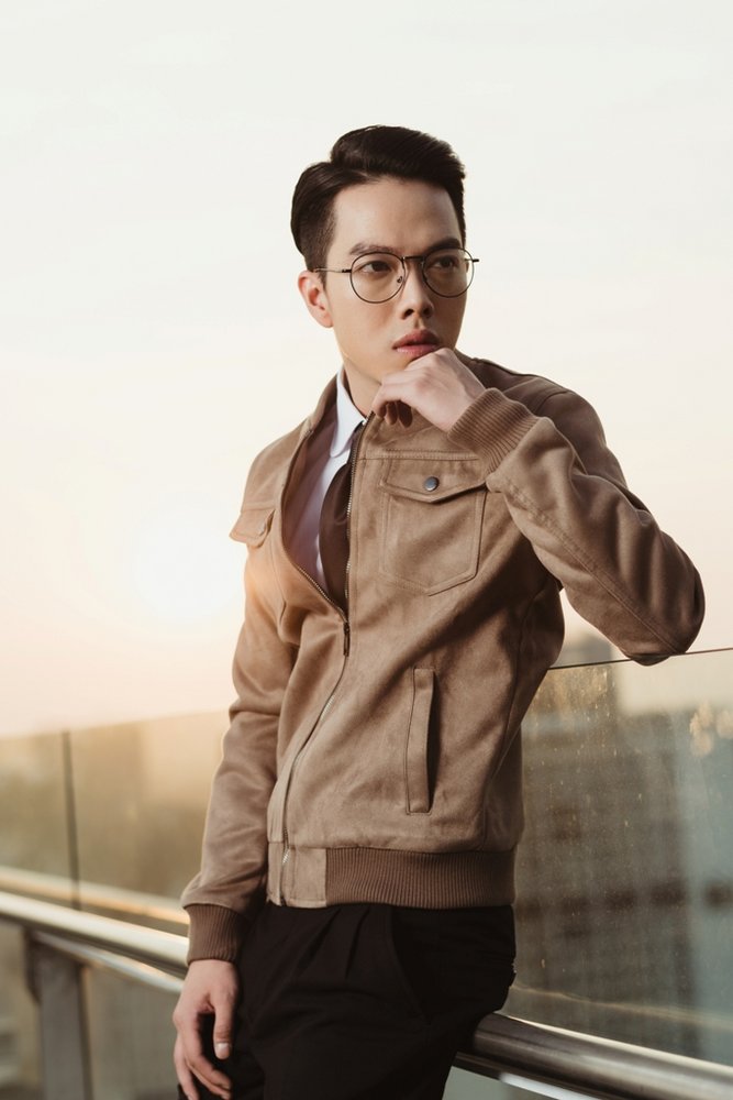 Áo khoác nâu- ghi da lộn, cổ tàu 6453