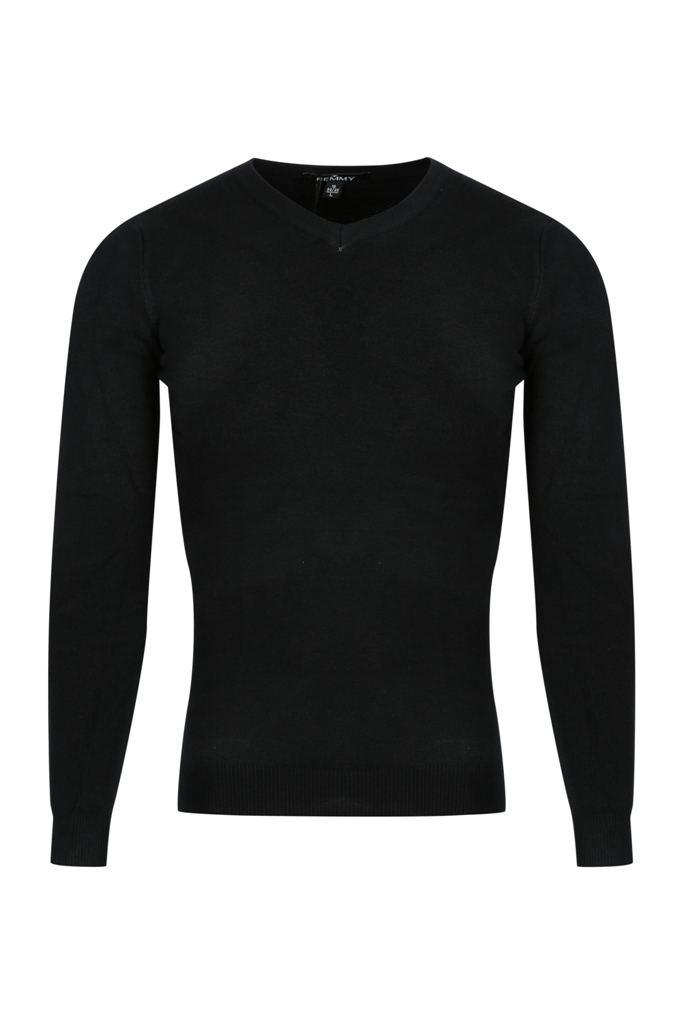 AL mịn cổ tim, màu đen F001 sz XL