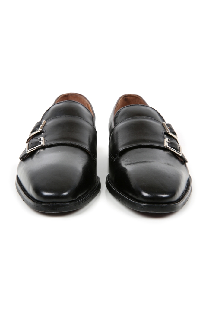 Giày lười đen, đai 2 khóa 486-23