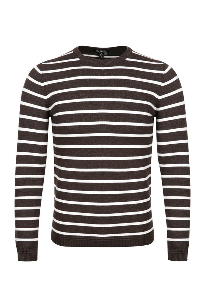 AL cổ tròn, kẻ ngang nâu rêu- trắng 8891 sz M