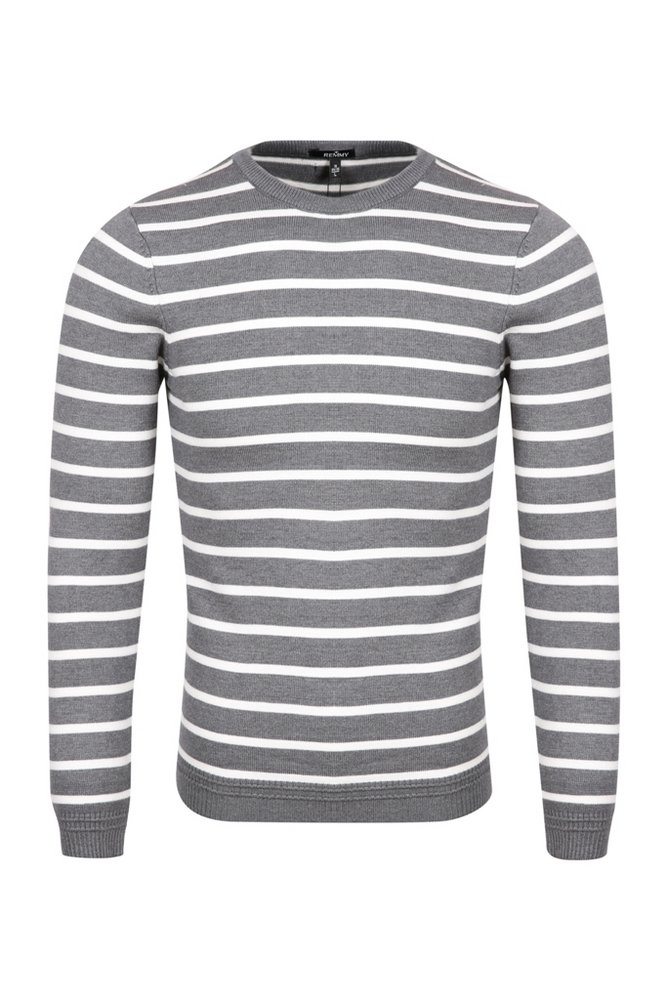 AL cổ tròn, kẻ ngang ghi- trắng 8891 sz M
