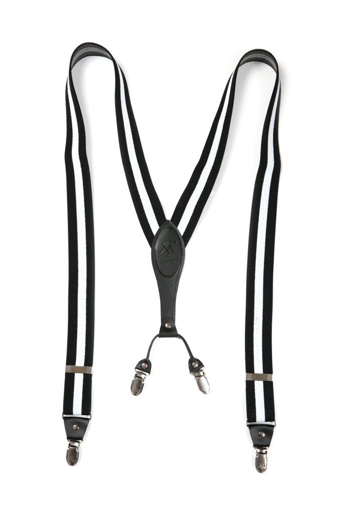Suspender kẹp- màu đen sọc trắng giữa