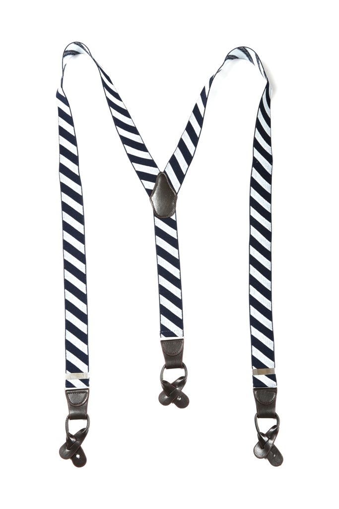 Suspender cài, kẻ sọc chéo to tt- trắng