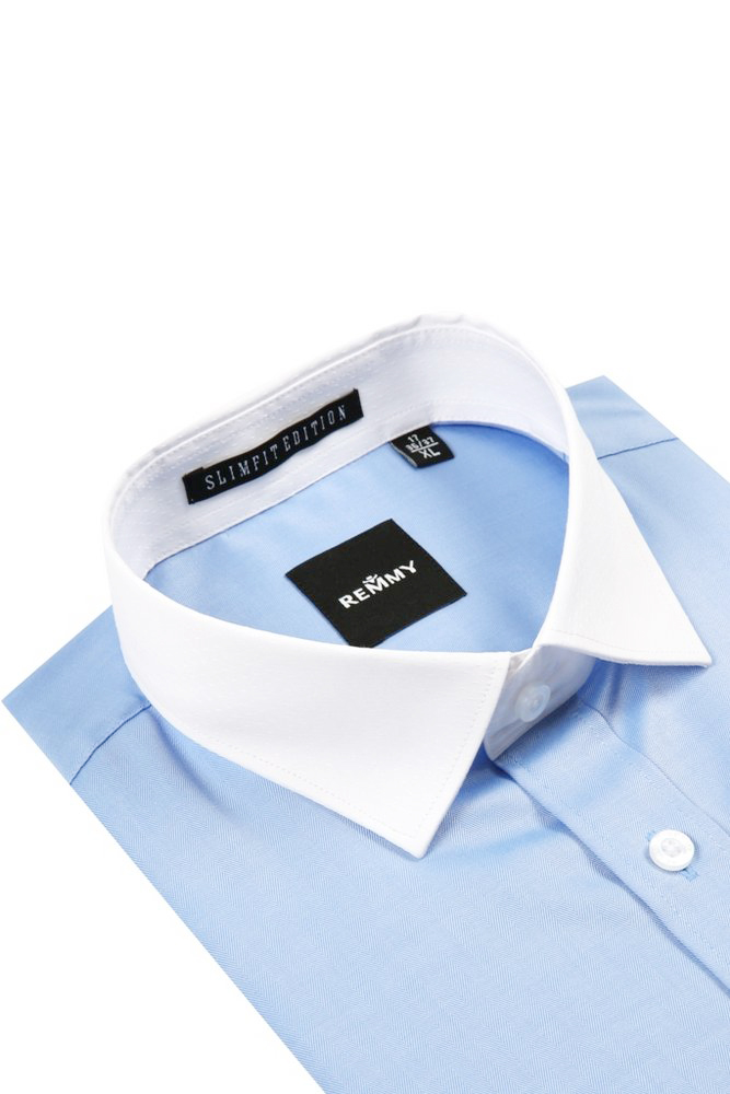 SM xanh lam nhạt-chỉ chéo sole, pha cổ trắng vạch sần