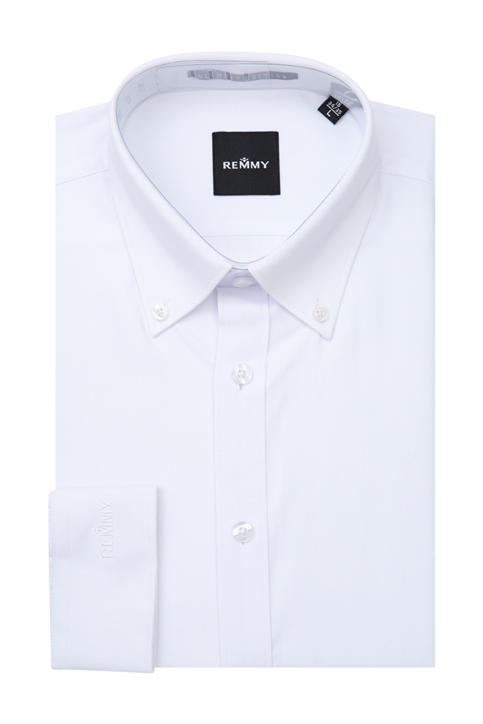 SM trắng tinh dệt vân- cổ button down