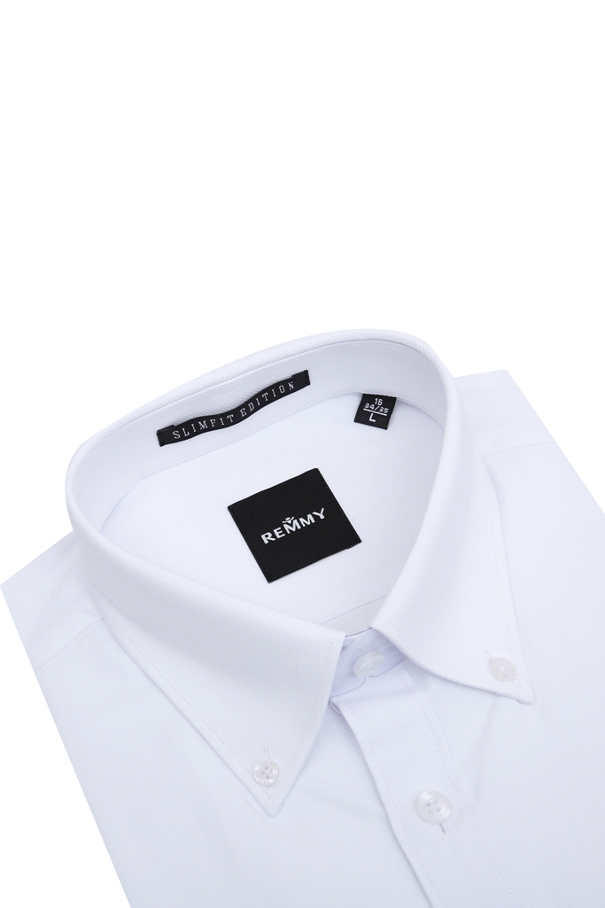 SM trắng tinh dệt vân- cổ button down