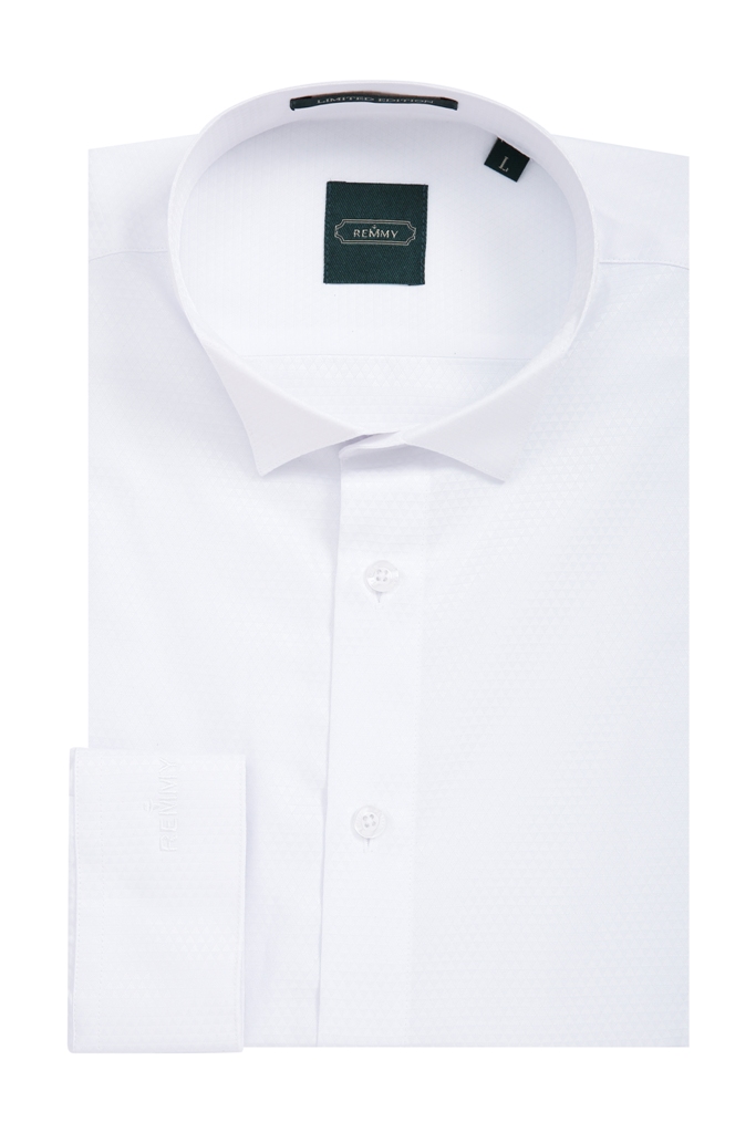 SM trắng ht tam giác bóng trắng, cổ tuxedo