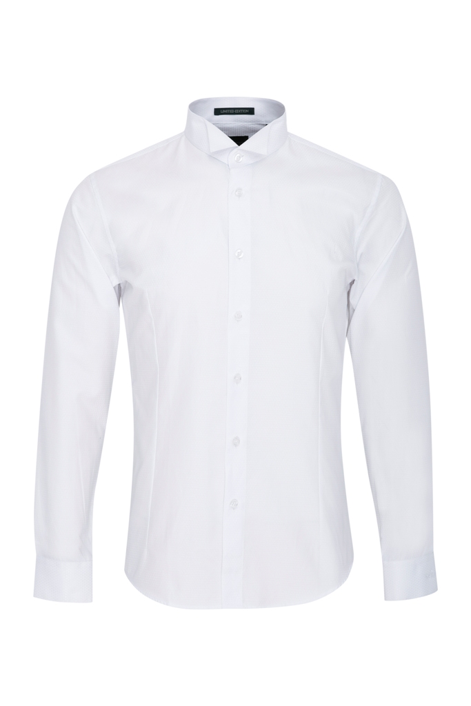 SM trắng ht tam giác bóng trắng, cổ tuxedo