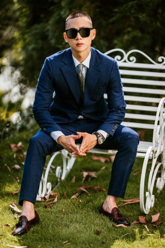 Vest vải dạ xanh navy, kẻ ô vuông xanh