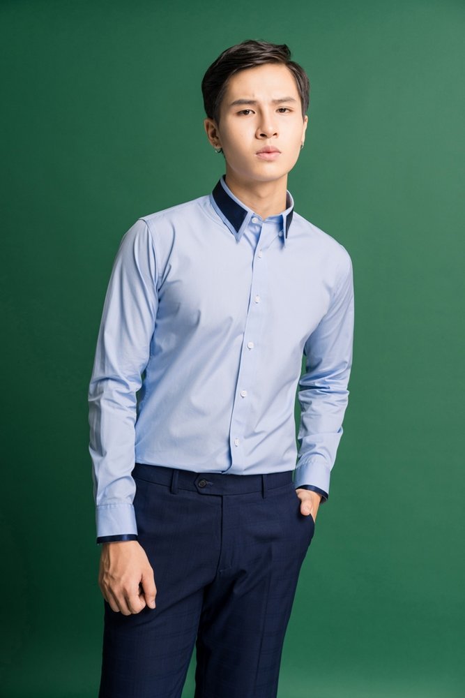 SM xanh dương cổ + tay phi bóng xanh tt